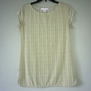 Liz Claiborne Green and White Shingle blouse